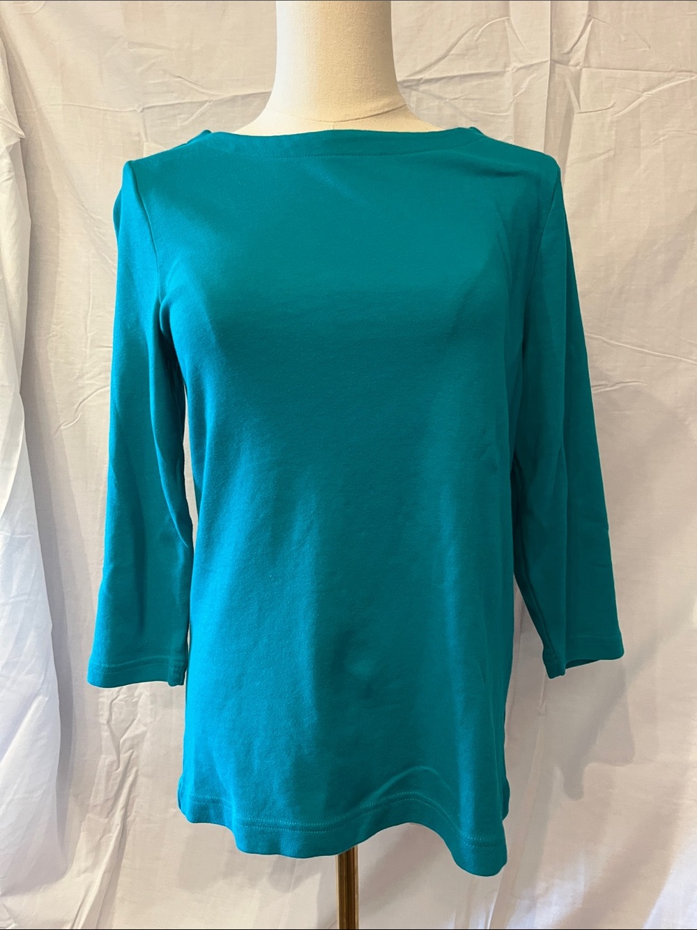 Women's Teal Boatneck 3/4 Sleeve Top